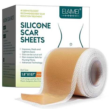 Silicone Scar Sheets(1.8” x 157”Inch- 4M), Scar Away Scar Tape, Scar Strips, Reusable, Professional Scar Removal Sheets for C-Section, Surgery, Burn, Keloid, Acne et, Scar Patch.