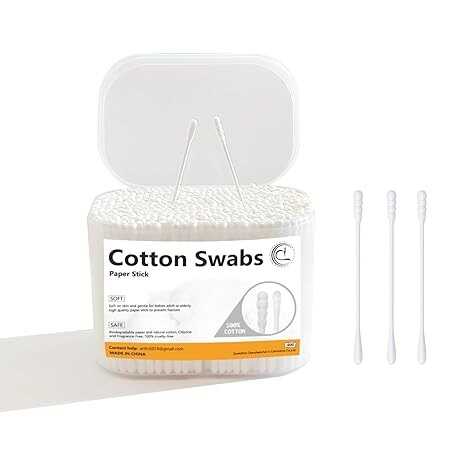 1000 Count Mini Cotton Swabs, Spiral/Round Cotton Swab with Paper Stick for Personal Care and Cleaning