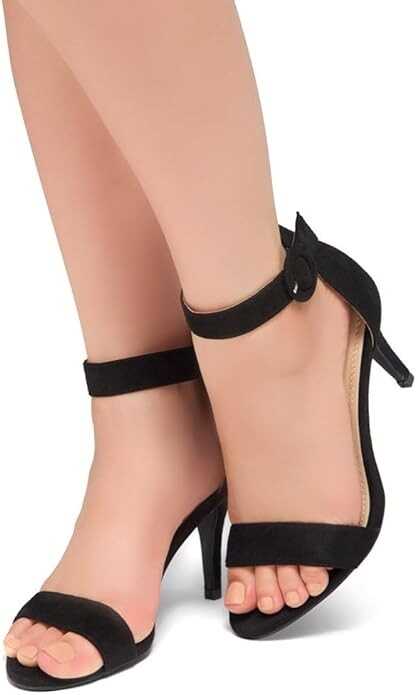 Shoe Land Womens SL-Ambrosia Heeled Sandals Open Toe Ankle Strap Stiletto Heels Evening Dress Party Wedding Pump Shoes