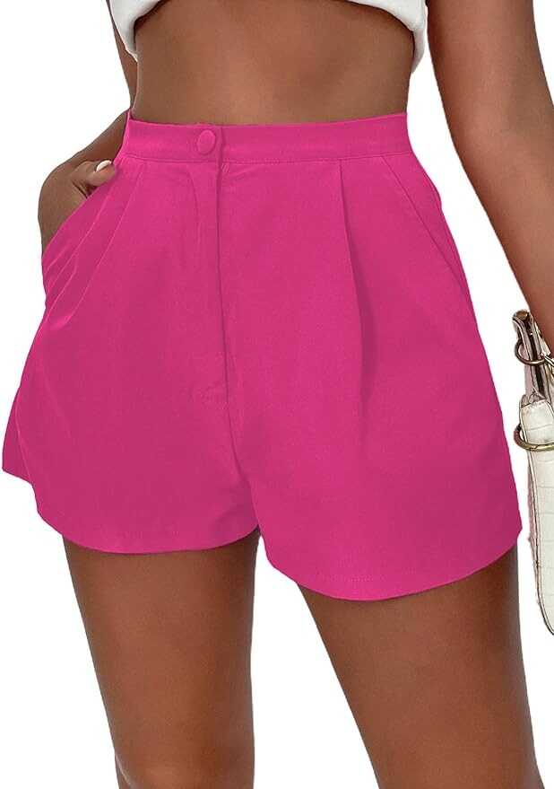 SOFIA'S CHOICE Women's Pleated Wide Leg Shorts Casual High Waisted Shorts with Pockets