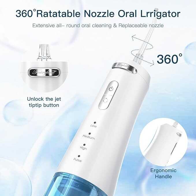 Cordless Water Flosser for Teeth, FAIRYLOVE Powerful 300ML Oral Irrigator with 4 Pressure Modes and 4 Replaceable Jet Tips, Rechargeable Water Dental Flosser Picks for Teeth Cleaning and Flossing