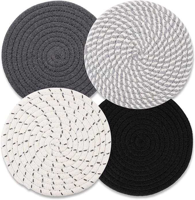 Trivets for Hot Dishes, Hot Pads for Kitchen, 7'' Trivets for Hot Pots and Pans, Pot Holders for Kitchen, Pot Holders Heat Resistant 4-Pcs, Trivets for Table, Kitchen Essentials for New Home