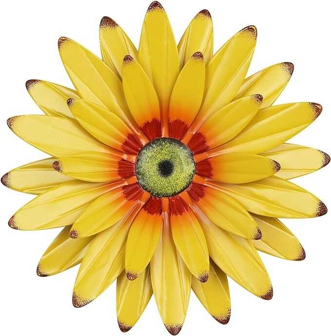 hogardeck Sunflower Decor 11" Metal Flower Wall Decor for Indoor Outdoor, Sunflower Kitchen Decor Floral Metal Wall Art, Sunflower Wall Decor for Bathroom, Living Room, Porch, Garden, Yard, Backyard