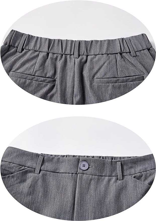 FHMLS Women's Straight Leg Suit Pant,Ease into Comfort Pant with Elastic Band, Office Business Casual Work Pants with Pockets