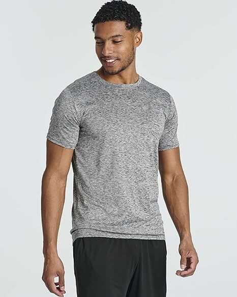 Real Essentials 5 Pack: Men’s Short Sleeve Dry Fit Active Crew Neck T Shirt - Athletic Running Gym Workout Tee Tops