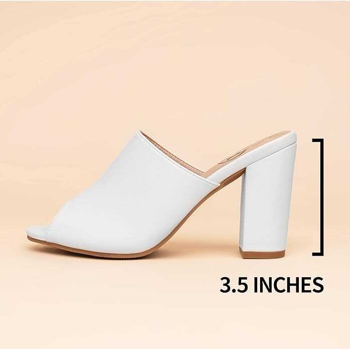 Trary Heels Sandals for Women, Women's Chunky Block High Heels Open Toe Heels Sandals Slip on Mules Comfortable Casual Dressy Black White Pink Brown Pumps