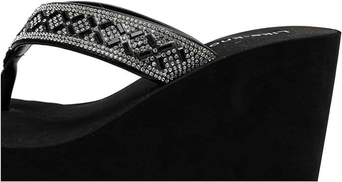 Like-know-like Rhinestone Wedge Sandals for Women Platform Flip Flops Wedge flip flops Wedding shoes Wedge Heels for Women Dressy