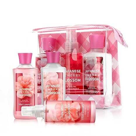 Bath and Body Gift Set for Women & Girls, Japanese Cherry Blossom Spa Set With Natural Extracts, 3PCS Set for - Shower Gel, Body Lotion, Body Mist, Personal Self Care Kit, Body Care Travel Set