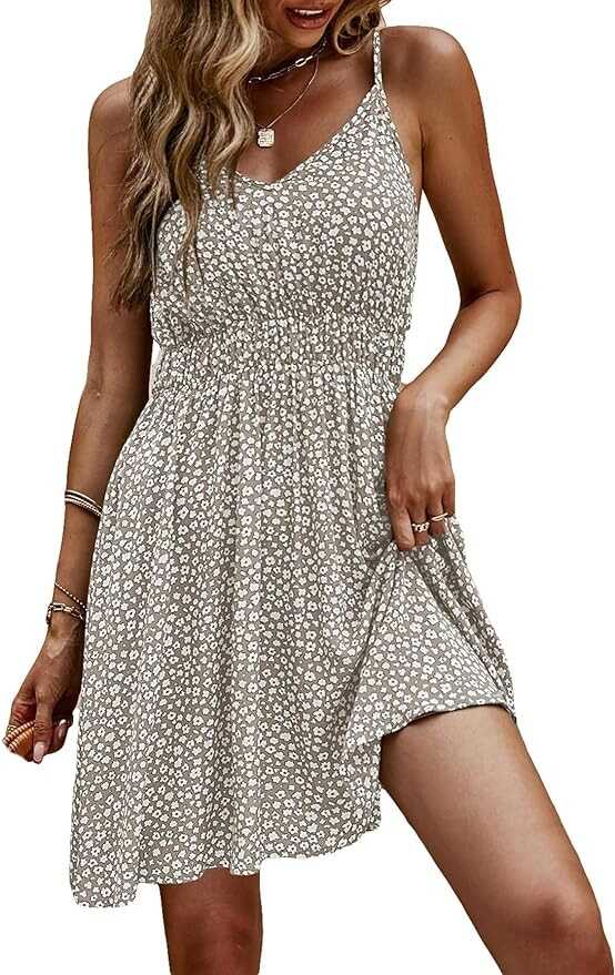 SOLY HUX Women's Summer Dress Ditsy Floral Print Spaghetti Strap Flowy Cami Dresses Sundresses