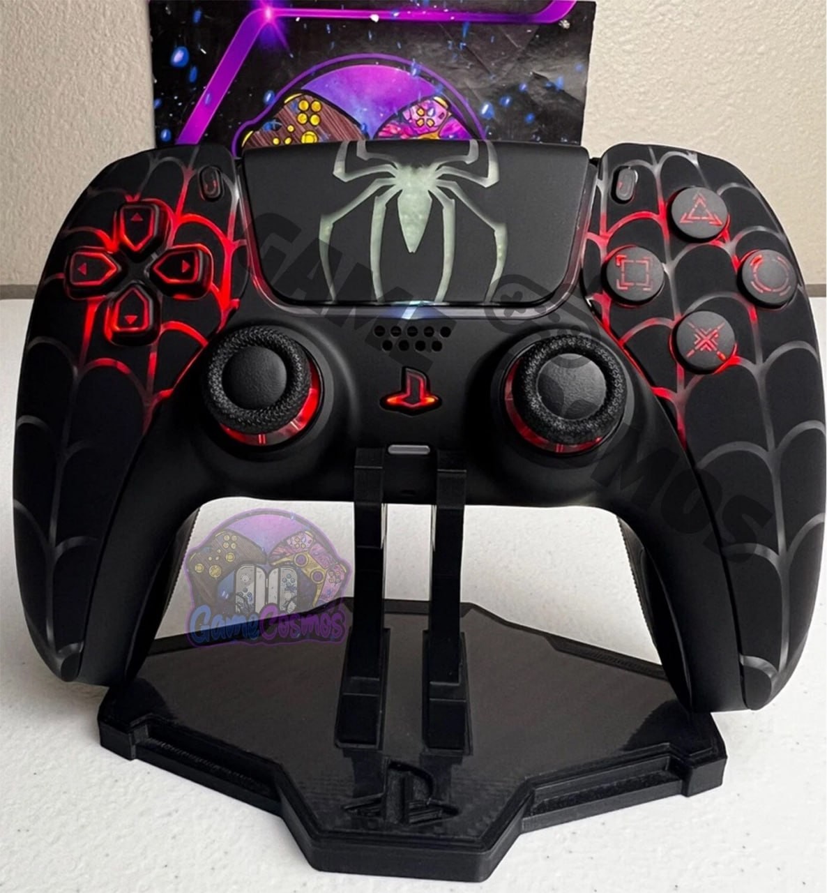 Spiderweb ? - Marvel Spider-Man - RGB LED - Custom Controller For PS5 Or PC