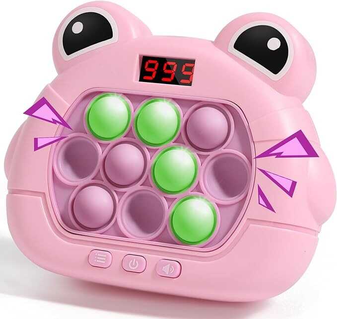 Pop Fidget Kids It Games Toy, Fast Push Bubble Game Console with LED Screen for Kids 8-12, Handheld Quick Push Game, Autism Sensory Toys, Birthday Xmas Gifts for Boys, Girls, Adults (S Eyes Frog Pink)