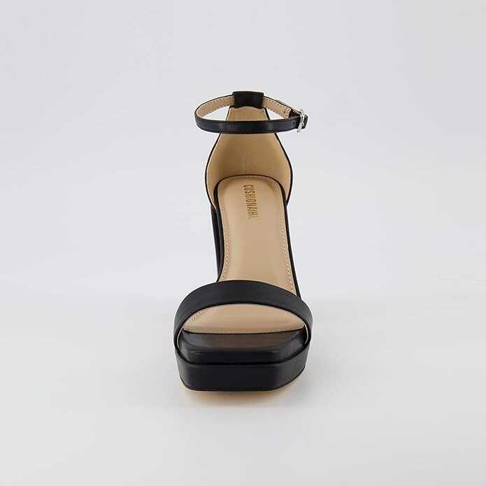 CUSHIONAIRE Women's Grammy one band block heel platform sandal +Memory Foam, Wide Widths Available