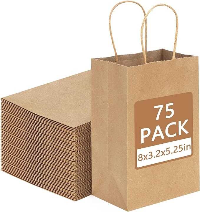 Moretoes 75pcs Small Gift Bags 5.25x3.75x8 Inches Brown Kraft Paper Bags with Handles Bulk, Retail Bags for Small Business, Shopping Bags, Birthday Wedding Party Favor Bags, Merchandise Bags