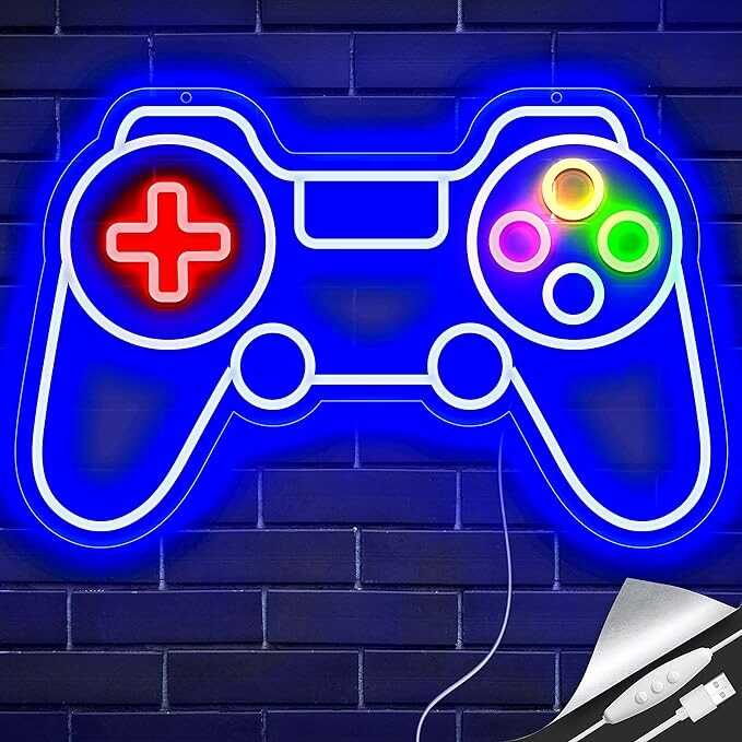 GGK Game Controller Neon Sign for Gamer Room Decor Gamer Gifts for Teen Boys Room Decor Upgraded Gaming Lights Game Console Neon Light Game Room Sign for Bedroom Wall Decor (Gamepad)