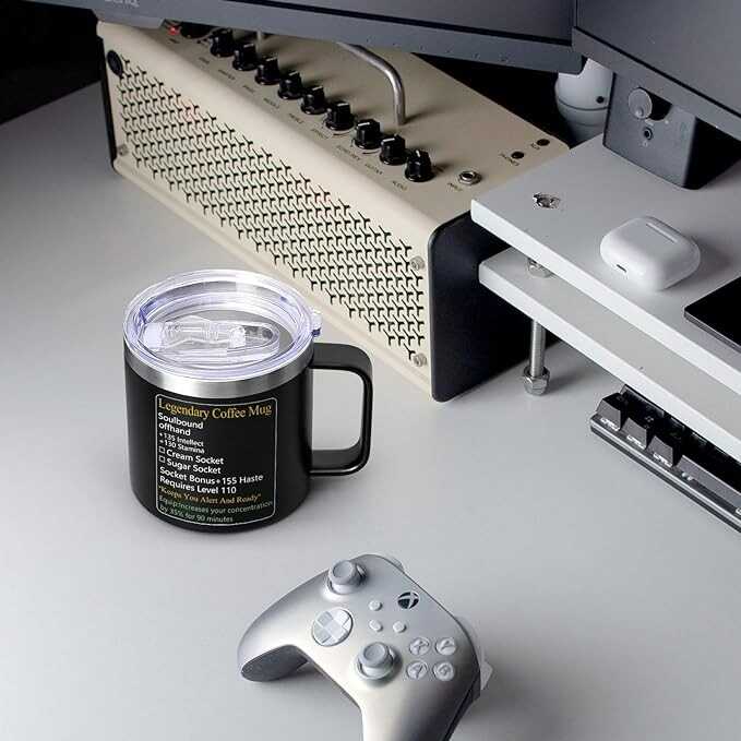 LiqCool Funny Gaming Mug, 14 Oz Legendary Insulated Coffee Mug, Valentine’s Day Gifts for Men Boyfriend Brother Husband Wife, LOL DND Mug for Nerdy Guy Gamer and Coffee Lover, Stainless Steel(Black)