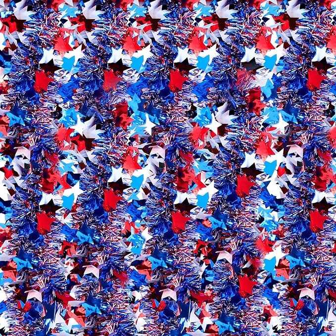 Jutom 19.7 Feet Easter Tinsel Garland Artificial Easter Garland Metallic Twist Hanging Mardi Gras Garland Fireplace Glitter Wreath Decor for Easter Party Staircase Railing(Classic Style)