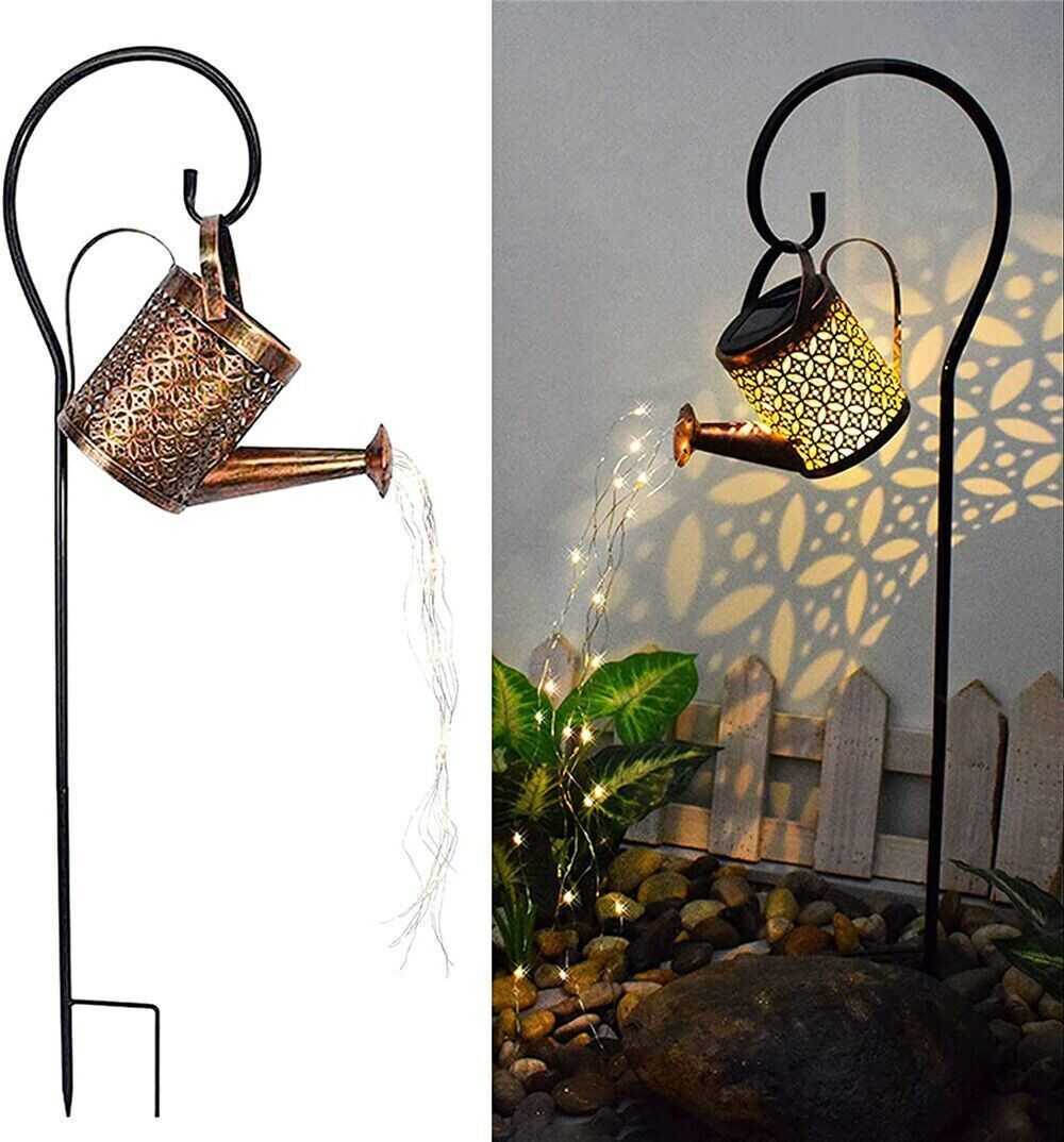 Solar Watering Can Light Garden Outdoor Waterproof Kettle Yard Art Lamp Decor US