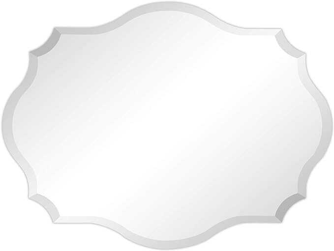 Empire Art Direct 30" x 40" Frameless Prism Modern Wall Mirror, Oblong Scalloped Mirror, 1"-Beveled Wall Mirror, Ready to Hang for Bathroom, Vanity, Bedroom