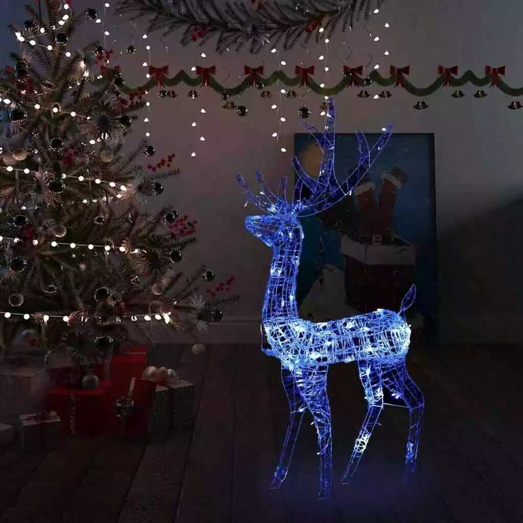 NNEVL Acrylic Reindeer Christmas Decoration 140 LEDs 128cm Blue
