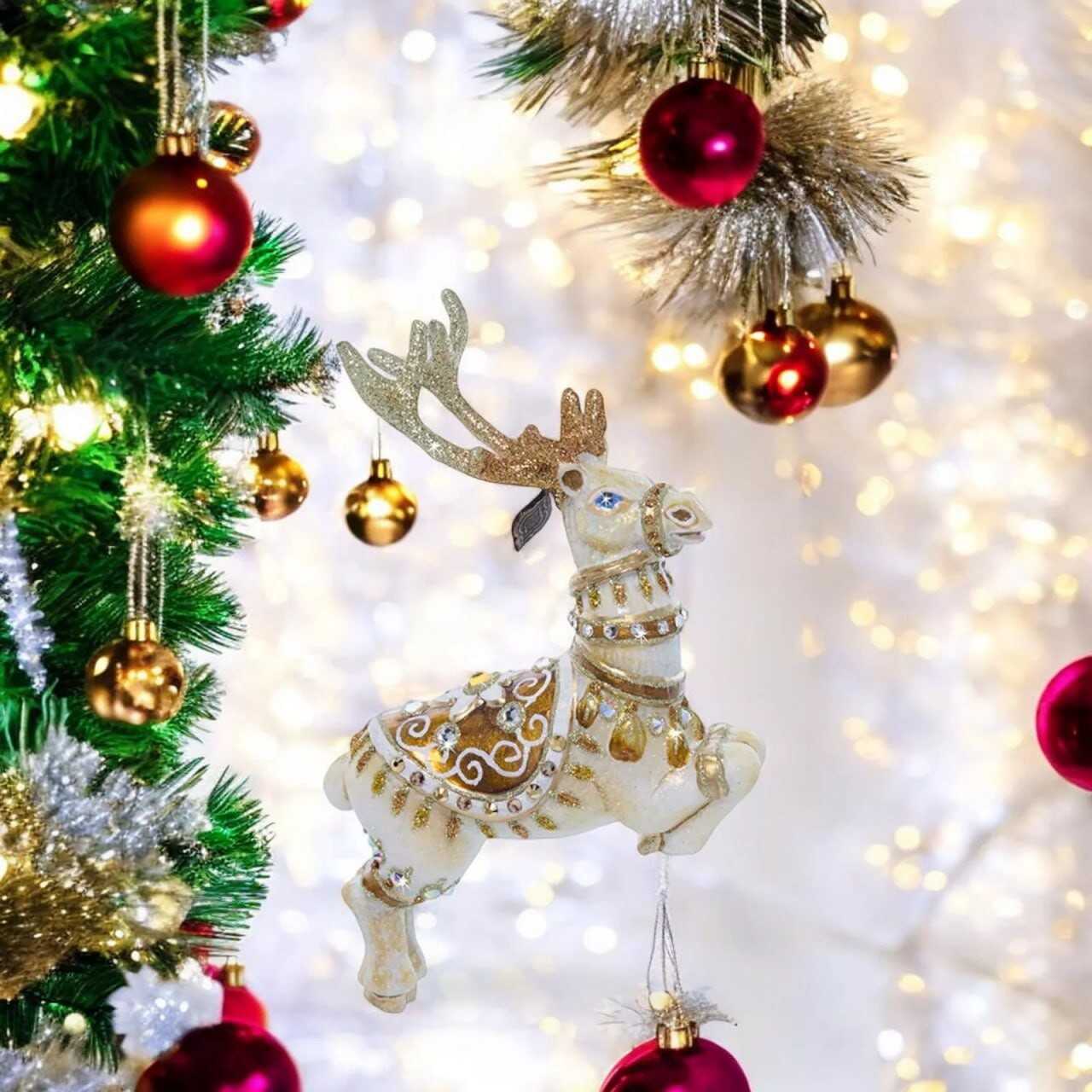 Jay Strongwater Blitzen Glass Ornament SDH20106-250 Christmas reindeer