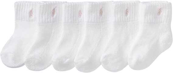 Polo Ralph Lauren Kids’ baby Classic Sport Ankle Socks - 6 Pair Pack - Soft Stretchy Yarn & Stay Up Top