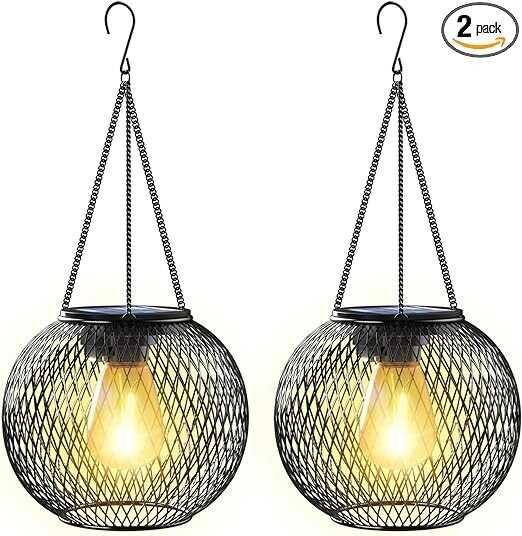 Solar Lantern Outdoor, KagoLing Upgraded Hanging Solar Lights Outdoor Garden Christmas Decorations Decorative Lighting Solar Powered Waterproof Tree Lantern for Garden Yard Patio Pathway, 2 Pack