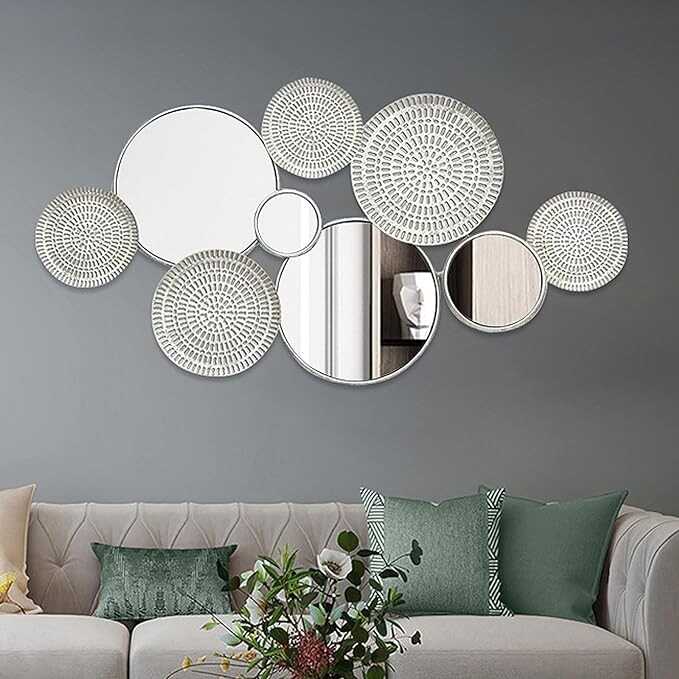 WXFKLDJ Metal Wall Decor with Multi Circle Plates Mirror, Large Modern Wall Art Sculpture Decor for Living Room, Office, Bedroom, Home Decor Gold,Silver