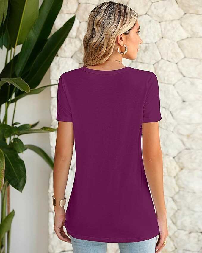 Ficerd 2 Pcs Women's Casual Summer Shirts, Twist Knot Tunic Tops Short Sleeve Tees Crew Neck Blouses Loose Comfy T Shirt