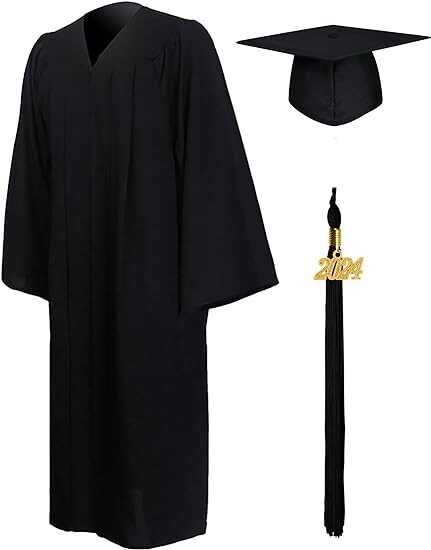 GraduationMall Matte Graduation Gown Cap Tassel Set 2024 for High School and Bachelor