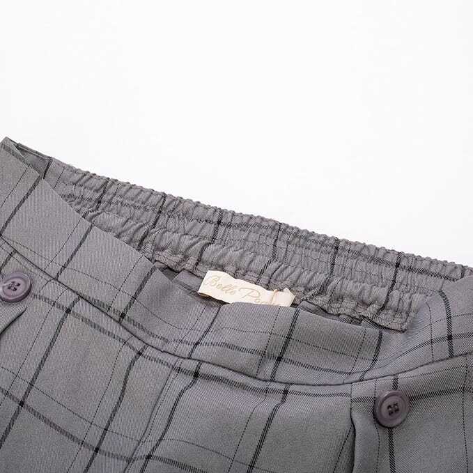 Belle Poque Women's High Waisted Wide Leg Pants Button Decorated Casual Stretchy Trousers with Pockets