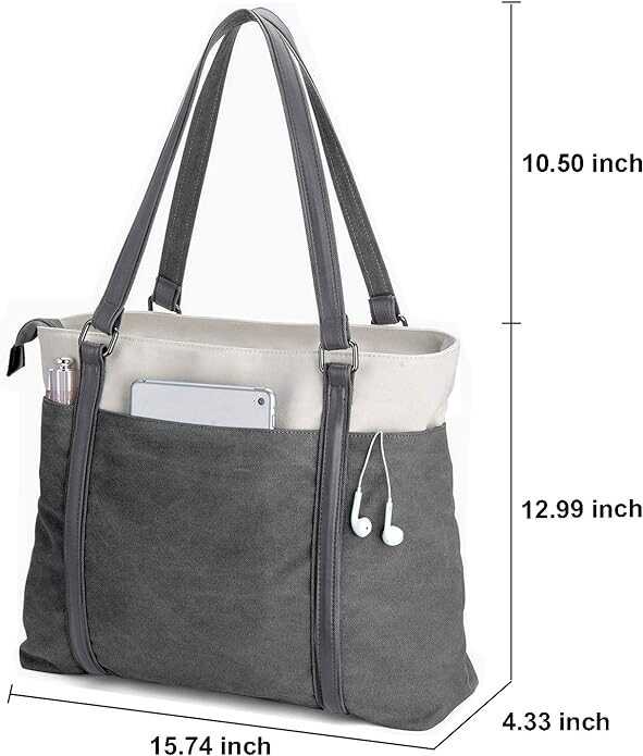 Women Laptop Tote Bag for Work Lightweight Splice Canvas 15.6 Inch Handbag Purse