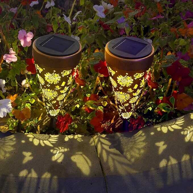 ANYTALK 2 Pack Sunflower Solar Pathway Lights Outdoor, Waterproof Solar Walkway Lights Garden Decor, Pathway Landscape Lights for Backyard Patio Path Yard Lawn Walkway