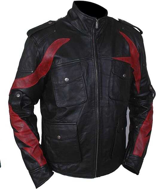 Flesh & Hide F&H Men's Black & Red Gaming Genuine Leather Jacket