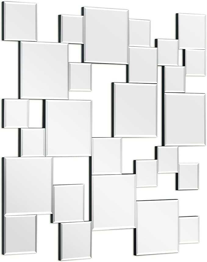 Empire Art Direct 32" x 32" Elegant Cluster Wall Mirror, Decorative Mirror for Wall, 0.25"-Beveled Squares Modern Mirror for Bathroom,Vanity,Bedroom,Living Room, Ready to Hang