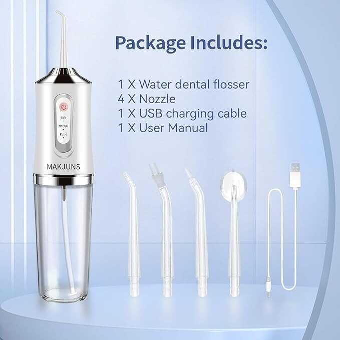 Water-Flosser-Cordless-Teeth-Cleaner MAKJUNS Water Dental Flosser with 3 Modes 4 Jets Rechargeable IPX7 Waterproof Dental Oral Irrigator for Travel Home Braces(Classic White)
