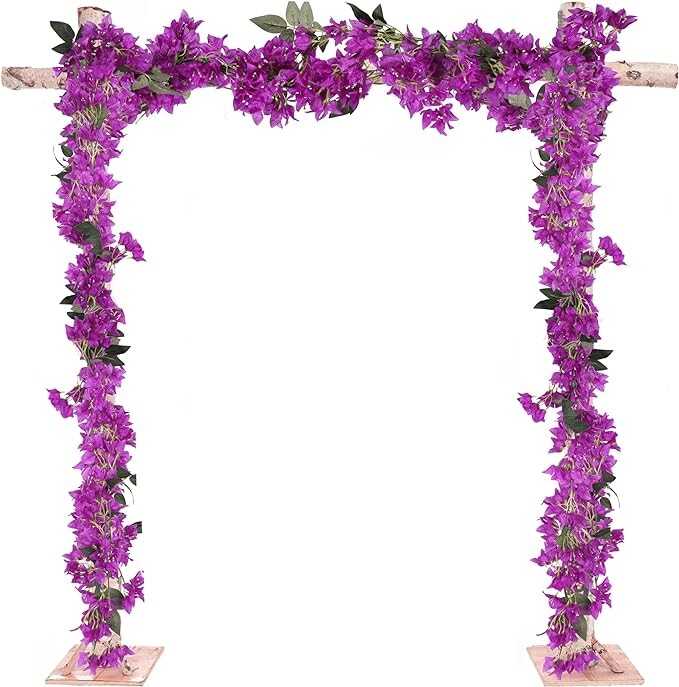 IPOPU 5.9 Ft Artificial Bougainvillea Flowers Garland 2PCS Fake Silk Bougainvillea Vines Long Plant Faux Bougainvillea Wreaths for Centerpieces Table Runner Wedding Arch Wall Decorations (Purple)