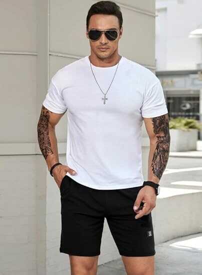 JMIERR Mens Cotton Sweat Shorts with 3 Pockets Workout Lounge Jogger Athletic Shorts 7 inch Inseam Running Shorts